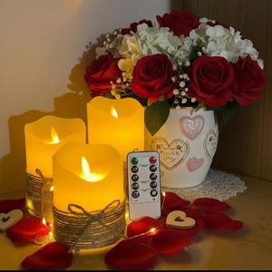 Led Flameless Candles with remote Valentines gift Romance Love cozy