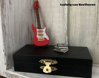 Dollhouse Red Electric Guitar: Miniature Music Lover Gift