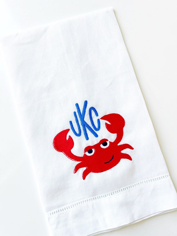 Crab Legs Monogrammed Large Kitchen Towel Set Set of 2 Tea Towels Bridal  Gift Shower Gift Birthday Gift Hostess Gift 