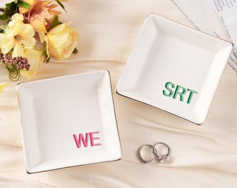 Custom Initial Ring Dish, Personalized Letter Trinket Dish, Jewelry Dish, Wedding Bridesmaid Gift,Birthday Gift for Best Friend, Anniversary