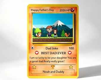 Personalized Poke Father's Day Card - Custom Gift for Dad - Personalized Father's Day Gifts - Father's Day Present - Pokemon Fan Dad Gifts