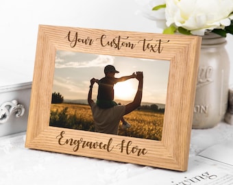 Marco personalizado, marco de fotos personalizado, regalo personalizado, marco de fotos de madera con texto grabado personalizado, regalo de boda personalizado
