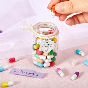 Personalisiertes Liebesnotizglas, Nachricht in einer Glasflasche, Kapseln, persönliche Notizen, Valentinstagsgeschenk, ermutigende Geschenke, Geschenk für Paare