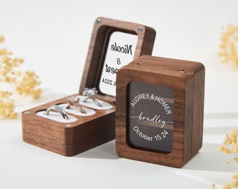 Personalized Wooden Wedding Ring Box,Custom Engagement Ring Box,3 Ring Bearer Ring Box,Ring Box Proposal,Anniversary gifts,Wedding gifts