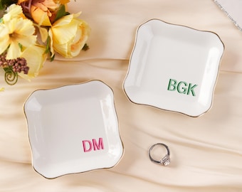 Custom Initial Ring Dish,Personalized Letter Trinket Dish,Jewelry Dish,Wedding Bridesmaid Gift,Birthday Gift for Best Friend,Anniversary