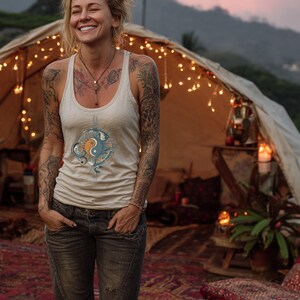 Boho Festival Tank Top, Summer Graphic Tee, Casual Sleeveless Shirt, Women's Hippie Clothing, Mandala Design, Outdoor Camping Outfit