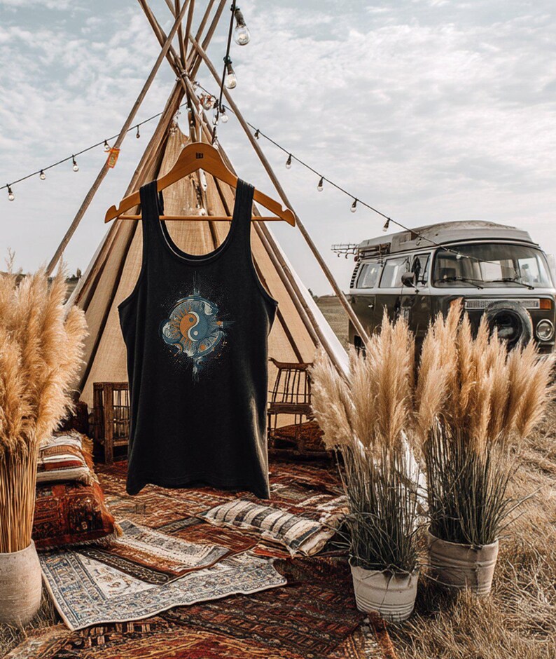 Trending Boho Camping Tank Top, Mystical Van Life Apparel, Stylish Festival Outfit, Unique Hippie Fashion, Adventure Clothing