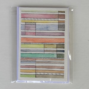 手描きのオリジナル水彩画「フィルターストライプ」グリーティングカード（印刷ではありません）