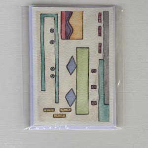 Handgeschilderde originele aquarel wenskaart (niet afgedrukt), blanco binnenkant