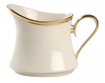Vintage Lenox Eternal Cream Pitcher | Ivory Fine China with 24K Gold Trim | Made in USA | Elegant Tea Coffee Serveware
