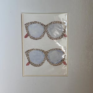水彩画「チーターグラス」グリーティングカード（印刷ではありません） - 手描き 5x7、内側は空白、すぐに発送