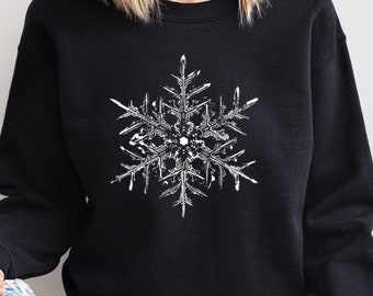Snowflake Sweatshirt, Crystal Snowflake Shirt, Christmas Winter Sweater, Women Holiday Shirt, Snowflake Shirt, Snow Sweatshirt, Winter Shirt