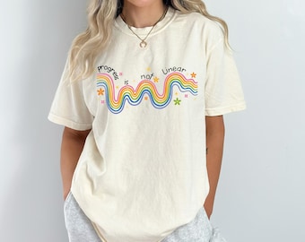 Comfort Colors Progress is Not Linear Shirt, Back To School Shirt, Kindergarten Teacher Tee, Teacher Shirt, School Shirt for Teachers