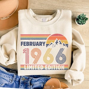 1966 Sweatshirt, 60th Birthday Sweatshirt, 1966 Birthday Sweatshirt Sweater, 1966 Birthday Year Number Sweat for Women Or Man, Birthday Gift