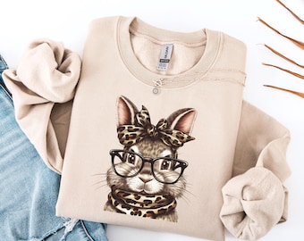 Easter Bunny Sweatshirt, Retro Easter Sweater, Coquette Bow Bunny Sweater, Easter Bunny Sweater, Cute Bunny Easter Day Gift,Bunny Sweatshirt