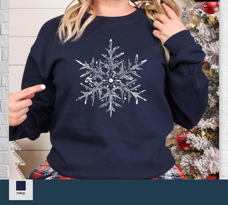 Snowflake Clothes Snowflake Sweatshirt, Crystal Snowflake Shirt, Christmas Winter Sweater ...