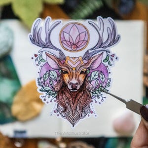 Adesivo dello spirito animale del cervo: forza e grazia. Adesivo in vinile ispirato alla natura, perfetto per diari, computer portatili