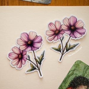 Adesivo Fiore Rosa – Adesivo Botanico per Diario, Laptop, Amanti della Natura