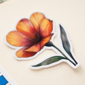 Adesivo Fiore Rosso – Adesivo Botanico per Diario, Laptop, Amanti della Natura
