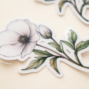 Adesivo Fiore Bianco – Adesivo Botanico per Diario, Laptop, Amanti della Natura