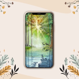 Silent Watchers Phone Wallpaper - Enchanted Forest, Magical Deer, Nature Background