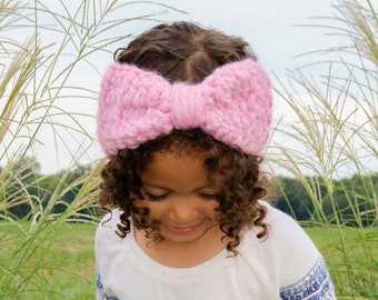 Toddler girl ear warmer 39 colors winter headband chunky crochet knotted bow baby - women sizes warm cozy fall knits light pink blossom