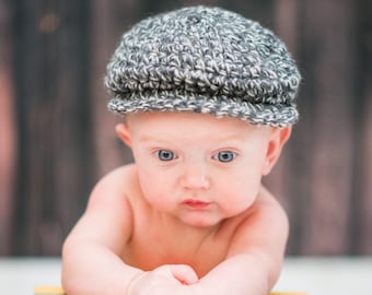 Bonnet bébé garçon, casquette de gavroche en laine irlandaise, 36 couleurs pour le retour à la maison, accessoire photo nouveau-né pour la photographie gris anthracite et crème