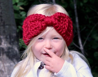 Toddler girl ear warmer 39 colors winter headband chunky crochet bow earwarmer warm cozy fall knit fashion autumn knitwear cranberry red