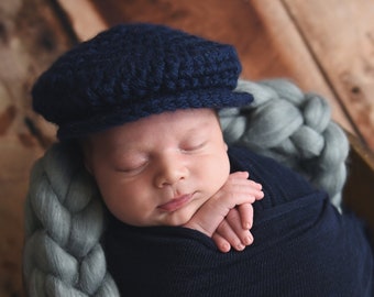 Baby boy hat 36 colors Irish wool newsboy hospital cap for coming home outfit newborn photography photo prop shower gift dark navy blue