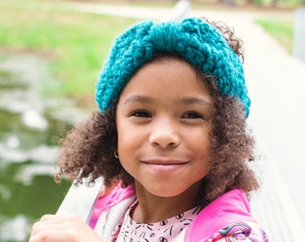 Scalda orecchie per ragazze 39 colori fascia invernale per capelli con fiocco grosso all'uncinetto per bambine e ragazze, accessori autunnali accoglienti verde blu verde acqua