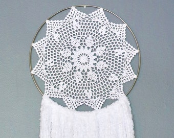 Large white dream catcher crochet doily yarn dreamcatcher boho wedding decor wall hanging home decoration baby girl nursery 41" inch