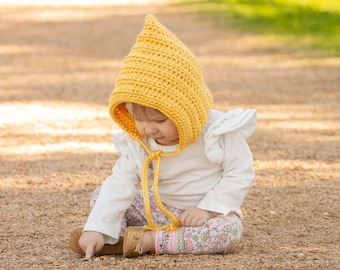 Baby girl hat 30 colors pixie elf gnome winter bonnet crochet knit fall fashion newborn toddlers womens sizes gift for her golden yellow