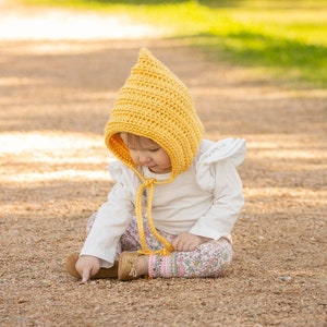 Baby girl hat 30 colors pixie elf gnome winter bonnet crochet knit fall fashion newborn toddlers womens sizes gift for her golden yellow image 1