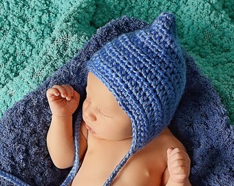 Baby gnome hat 30 colors pixie elf winter hospital bonnet for coming home outfit newborn boy photo prop larger sizes unique shower gift blue