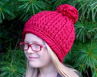 Toddler girl hat 39 colors chunky crochet pom winter beanie baby - womens sizes Christmas card photography photo prop red cranberry sparkle