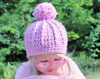 Toddler girl winter hat 39 colors chunky crochet pom knit beanie baby - womens sizes fall fashion cozy outerwear gift for her light pink