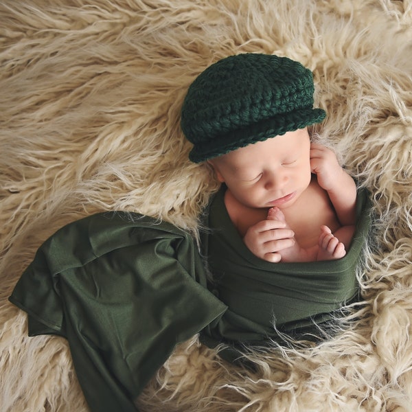 Baby Mütze Jungen Mütze Mütze Weihnachten retro prop Newborn Fotografie St. Patricks Day Fotorequisite prop Geschenk dark pine Masters green