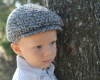Toddler boy hat 49 colors newborn baby - mens sizes Irish wool winter golf newsboy cap unique gift for him charcoal gray dark grey & cream