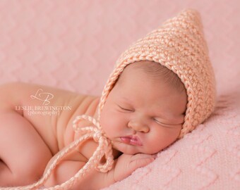 Baby girl hat 30 colors pixie elf winter hospital bonnet for coming home outfit photo prop shower gift orange peach newborn - womens sizes