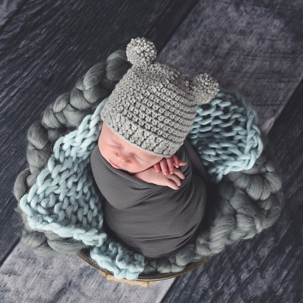 Baby boy hat 39 colors gray mini pom bear hospital hat for coming home outfit photo prop newborn - womens sizes shower gift larger sizes