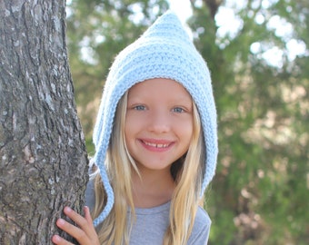 Crochet gnome hat 30 colors winter bonnet newborn baby toddler girl womens womans sizes fall knits unique gift for her pastel light blue