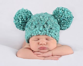 Baby girl hat 18 colors giant pom pom winter hospital beanie for coming home outfit newborn photo prop shower gift blue green teal clothing