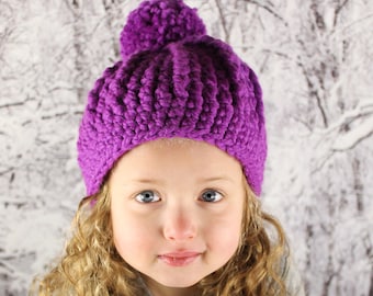 Bonnet pour petite fille 39 couleurs bonnet d'hiver à pompons au crochet bébé enfants femmes tailles tricots confortables automne cadeau de mode pour son orchidée violette