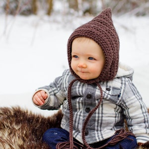Baby gnome hat 46 colors pixie elf winter bonnet newborn boy toddler girl sizes crochet knit cold weather accessory gift for her brown taupe