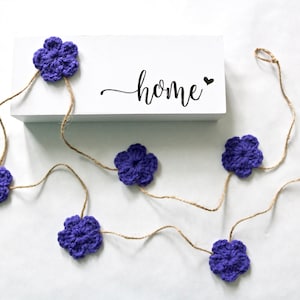 Boerderij bloemenslinger, gehaakte lentedecoratie, zomermantelgors, babydecor babymeisje, 30 45 60 inch, paars, 65 kleurkeuzes