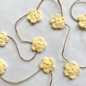 65 colors flower garland crochet modern farmhouse light yellow Spring home decoration mantel bunting girl nursery decor 30 45 60" inch