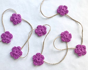 39 colors farmhouse flower garland crochet Spring rustic bunting Summer home decoration for mantel baby girl nursery decor 30 45 60" inch