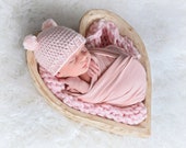 Baby girl hat 39 colors pale pink mini pom bear crochet hospital hat for coming home outfit newborn photo prop for photography larger sizes