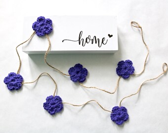 Farmhouse flower garland 39 colors crochet modern Spring Summer home decoration mantel bunting baby girl nursery decor 30 45 60" inch purple