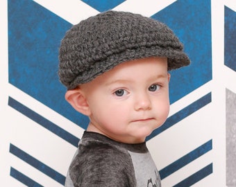 Toddler boy hat 49 colors Irish wool newsboy flat golf driving cap winter knitwear fall fashion unique gift for him dark charcoal gray